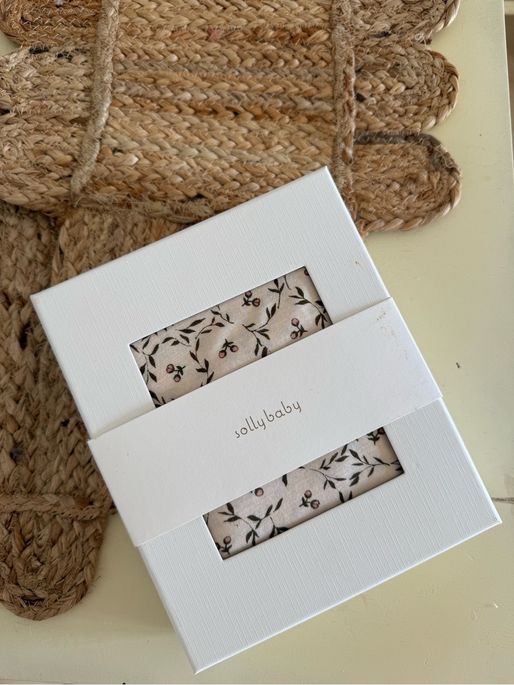 solly baby Cream and Pink Floral Bib